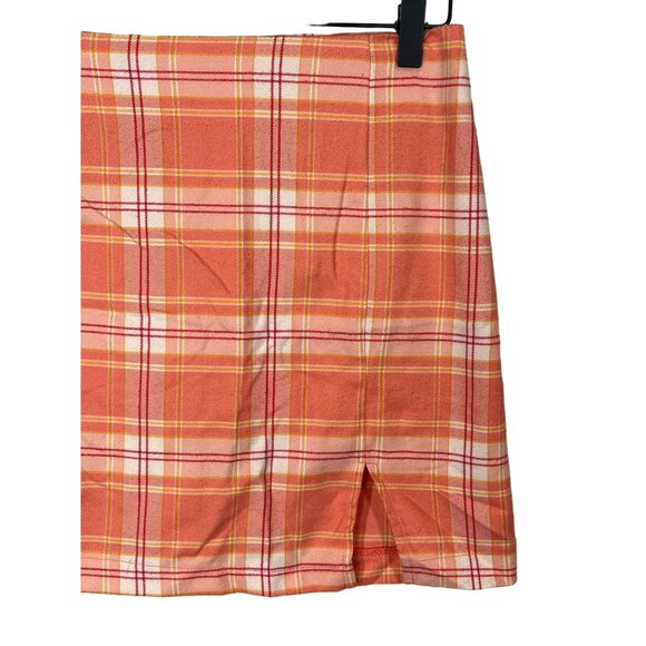 Wild Fable Orange Red Plaid Mini Skirt Preppy Schoolgirl Size 6 Small - Picture 3 of 13